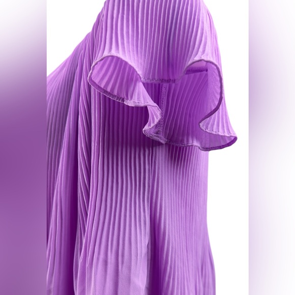 Women's Purple Pleated Blouse - Picture 3 of 11